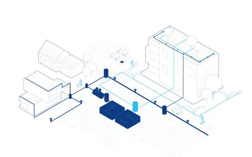 Stormwater management system drawing in residential area