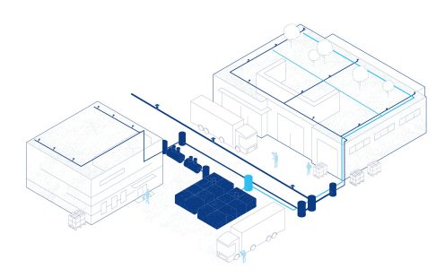 Stormwater management in commercial area drawing